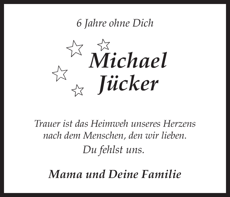  Traueranzeige für Michael Jücker vom 05.09.2020 aus Ruhr Nachrichten