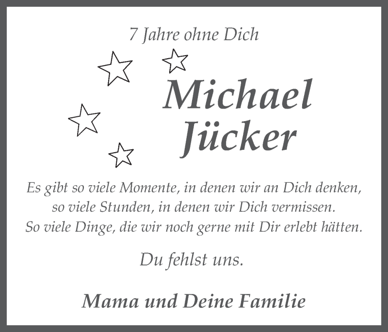  Traueranzeige für Michael Jücker vom 06.09.2021 aus Ruhr Nachrichten