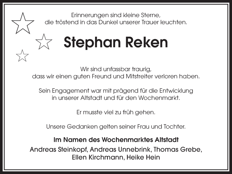  Traueranzeige für Stephan Reken vom 28.01.2016 aus Dorstener Zeitung