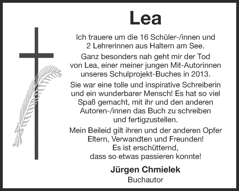  Traueranzeige für Lea Drüppel vom 01.04.2015 aus 