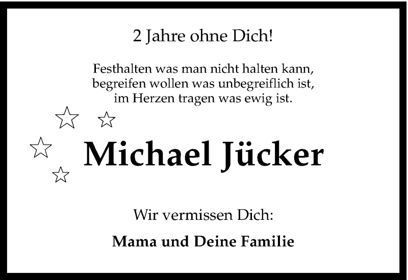  Traueranzeige für Michael Jücker vom 17.12.2016 aus Ruhr Nachrichten