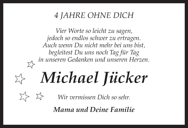  Traueranzeige für Michael Jücker vom 06.09.2018 aus Ruhr Nachrichten
