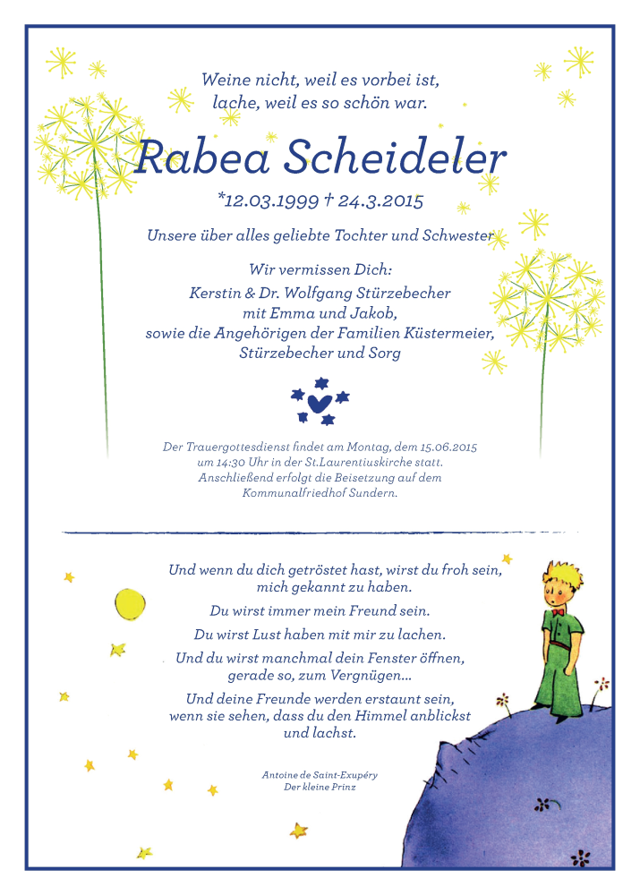  Traueranzeige für Rabea Scheideler vom 09.06.2015 aus Ruhr Nachrichten und Halterner Zeitung