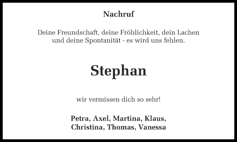  Traueranzeige für Stephan Reken vom 29.01.2016 aus Ruhr Nachrichten und Dorstener Zeitung