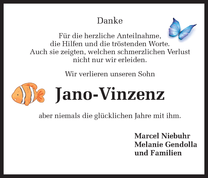  Traueranzeige für Jano-Vinzenz  vom 11.11.2017 aus Ruhr Nachrichten und Dorstener Zeitung