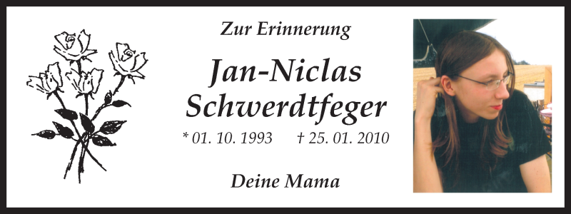  Traueranzeige für Jan-Niclas Schwerdtfeger vom 25.01.2019 aus Ruhr Nachrichten